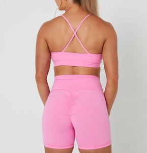 Conjunto Deportivo de 2 Piezas de Alta Calidad, 100% Algodón, Brasier Deportivo Sin Costuras y Pantalones Cortos con Efecto Push-Up, Venta al Por Mayor, Conjunto de 2 Piezas para Mujer - Product Image 3