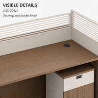 Bureau de travail pour 6 personnes avec cloisons de séparation et armoires mobiles 3680 mm, mobilier de bureau brun chaud