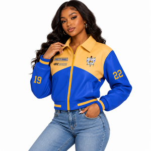 Veste en cuir PU Sigma Gamma Rho prête à être expédiée, veste bomber en cuir de haute qualité, veste de style universitaire élégante - Product Image 3
