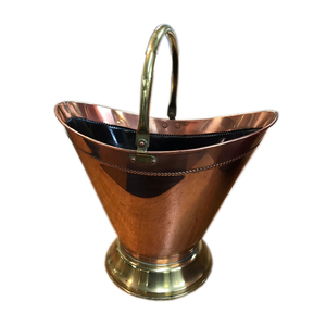 Cubo para carbón de metal con acabado en oro rosa y asa, para el hogar, jardín, exterior, accesorios para chimenea - Product Image 1