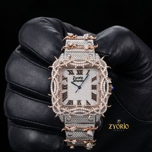 Reloj de Lujo para Hombre con Bisel de Espinas en Oro Rosa y Esfera Cuadrada, Reloj de Pulsera de Cuarzo de Acero Inoxidable - Product Image 4