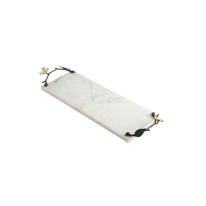 Plateau de service en chocolat de couleur blanc marbre de la plus haute qualité, forme rectangulaire, plateau à nourriture pour en-cas, best-seller - Product Image 1