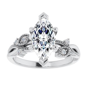 Anillo de Compromiso de Moissanita con Corte Marquesa de 12x6mm, Plata de Ley 925, Chapado en Oro, Engaste de Garras, para Promesa Nupcial, Boda, Aniversario - Product Image 1