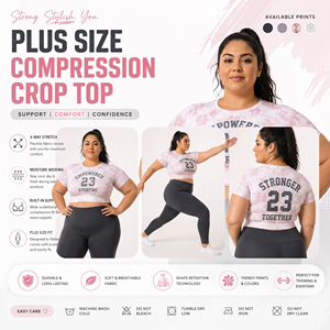 Haut court à manches courtes pour femmes grandes tailles, T-shirt court imprimé tie-dye pour femmes, Vêtements de sport pour femmes, Débardeur court à col rond - Product Image 5