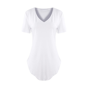 Camiseta Blanca Cuello Redondo |   Camiseta Clásica de Manga Corta en 100% Algodón, Camiseta Básica para Mujer para Uso Diario - Product Image 1