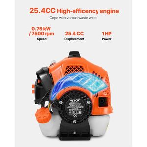Recortadora de Césped Inalámbrica de 25.2 CC y 2 Tiempos a Gasolina, Multifuncional, con Bordeadora de Césped y Recortadora de Hilo de 16.9 Pulgadas - Product Image 2