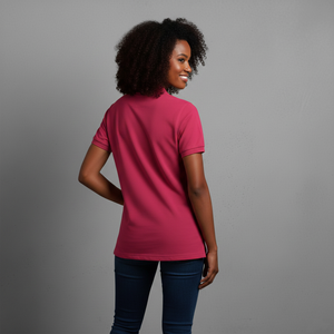 Nueva Llegada y Venta al por Mayor: Camiseta Polo Rosa Bordada para Mujer, Manga Corta, Informal, de Algodón Piqué Transpirable, con Diseño de Logotipo Frontal - Product Image 5