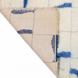 Tapis en laine rayé horizontal bleu poussière ivoire, superposé, moelleux, antidérapant, écologique, pour salon et hôtel moderne - Product Image 6