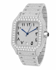 Reloj Cuadrado de Lujo con Incrustaciones de Moissanita, Esfera con Números Arábigos, Acero Inoxidable, Cuarzo, Unisex - Product Image 4