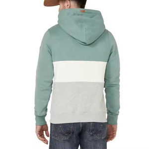 Tri-Color Block Mint Green White Grey Panel Thick <b>Rope</b> <b>Lace</b> Custom Patchwork and Logo Winter Fleece Men Hoodies - Product Image 5