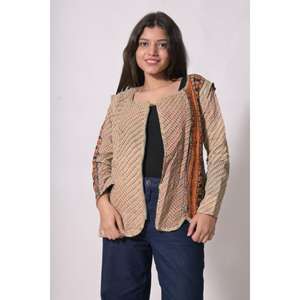 Chaqueta vintage de algodón kantha para mujer, abrigo de diseñador. - Product Image 6