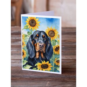 Whimsical Gordon Setter en Sunflowers A7 Tarjetas de felicitación Paquete de 8 tarjetas de nota en blanco con sobres Tamaño 5x7 - Product Image 2