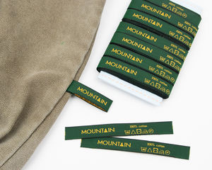 Etiqueta Tejida Principal de Damasco de Alta Densidad Personalizada de Alta Calidad para Ropa, con Pliegue Final, para Bolsas, la Mejor Calidad - Product Image 5