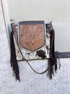 Bolso de Mano con Grabado Artesanal, Cuero Vacuno Auténtico, Flecos, Estilo Bohemio, Nuevo Estilo, Bolsos de Venta Caliente para Mujer - Product Image 5