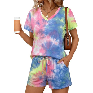 Ensembles de t-shirts d'été pour femmes, coordonnés, avec motif graphique et lettres, crop top, pantalon et short, ensemble deux pièces décontracté en coton, tenues assorties OEM - Product Image 2