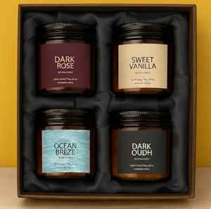 Coffret cadeau de bougies de luxe disponible à prix de gros. Achat facile, retour facile. Bougies à la cire de soja naturelle et au parfum longue durée. - Product Image 3