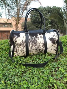 Bolsa de Viaje de Piel de Vacuno con Pelo, Estilo Duffel, de Lujo, con Cierre de Cremallera, Portátil, Estilo Occidental LHDB-0142 - Product Image 5