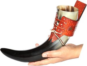 Cuerno de Buey Auténtico de Gran Tamaño, Estilo Vikingo, Simple, Personalizado, de Forma Natural, con Funda de Cuero, para Cerveza, Vino, Estilo Náutico - Product Image 6