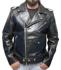 Leather Jacket <b>Men</b> Custom Premium Quality Embossed on Genuine Goatskin Leather Supplier Custom Brand logo - Product Image 5