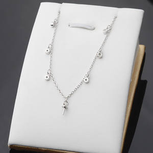 Collar Sencillo de Plata S925 para Mujer, Cadena para Clavícula, Perla Hueca, Soporte para Joyería DIY, Accesorios de Joyería, Componentes - Product Image 1