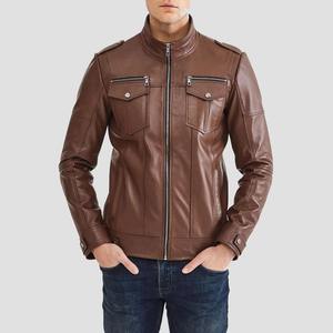Chaqueta de Cuero Marrón Desgastada Estilo Vintage al por Mayor, Chaqueta de Cuero Genuino para Hombre, Chaquetas de Cuero de Primera Calidad para Hombre - Product Image 5