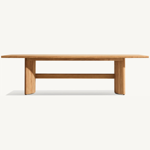 Mesa rectangular en oferta, hecha de madera de teca, adecuada para comedor en exteriores o interiores, estilo minimalista. - Product Image 1