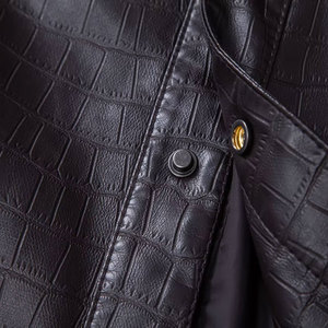 Chaqueta de cuero vintage de calidad superior para hombre, cuello alto con cierre de cremallera, logotipo frontal técnico lavado, ropa de invierno elegante - Product Image 4