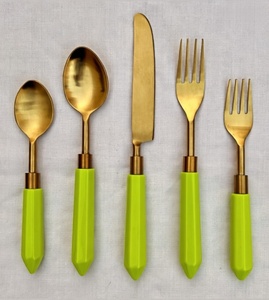 Premium Quality <b>Flatware</b> <b>set</b> of 5 Pcs With Resin Handle Stainless Steel Spoon & Fork Dinnerware Kitchenware <b>Set</b> At Best Price - Product Image 5