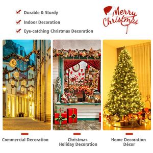 Albero di Natale Artificiale da 2,1 m con Luci LED Calde, Pigne e Rami Pieghevoli in PVC/PE - Decorazione di Lusso per Interni - Product Image 2