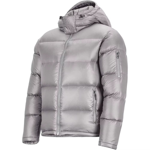 Custom <b>Men</b> Premium Silver Grey Puffer <b>Jacket</b> Removable Hood Winter Thermal Down Coat Custom Logo Luxury Outerwear - Product Image 2