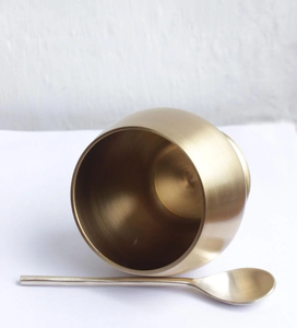 Tazón para helado de latón pulido a espejo, tazón para postre de latón de alta calidad y cuchara, nuevo diseño al precio más bajo - Product Image 1