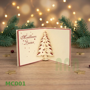 Custom Laser Cut 3D Paper Christmas Tree Greeting <b>Cards</b> 'Thank You' Christmas Day Letterpress Matte ANN HANDICRAFT MC001 - Product Image 6
