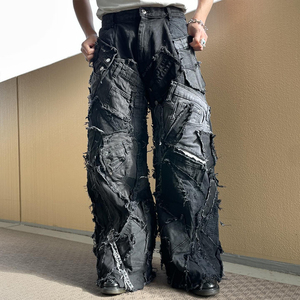 Jeans Personalizados de Moda, Estilo Hip Hop, Corte Bajo, Holgados, Rectos, Tallas Grandes para Hombre, de Alta Calidad - Product Image 1