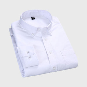 เสื้อเชิ้ตแขนยาวผู้ชาย สีพื้น ปกติดกระดุม ผ้าป๊อปลิน 100% ผ้าฝ้าย ยับยาก สำหรับใส่เป็นทางการ ฤดูใบไม้ร่วง - Product Image 2