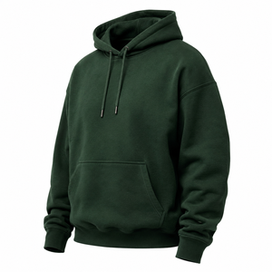 Sweat-shirt à capuche vert foncé pour homme, coupe classique, en molleton de coton, décontracté, avec poche avant, pour l'automne - Product Image 1