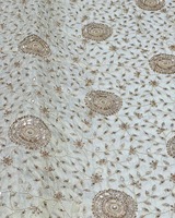 Tissu brodé perlé Dobby écologique 100 % soie pour robes de mariée, dentelle, maille, textile, couleur personnalisée, fournitures de vêtements pour filles, boutique