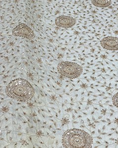 Tissu en soie brodé de perles décoratives de haute qualité pour vêtements traditionnels indiens ou costumes Anarkali, prix d'usine - Product Image 3