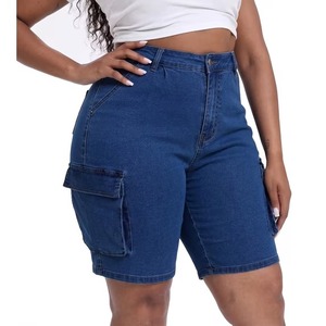 Shorts en jean mignons pour femme, en denim délavé, coupe droite avec poches, style vintage - Product Image 4