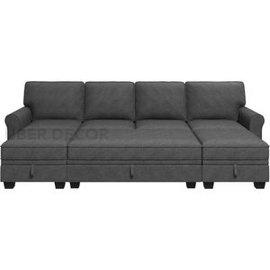 Sofá cama seccional convertible Capri de 4 plazas gris oscuro con almacenamiento para el hogar, la Oficina y la sala de estar - Product Image 2