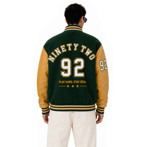custom Quality Letterman Varsity <b>Jackets</b> Wool Body Genuine <b>Leather</b> Sleeves <b>Winter</b> Wear Smart and Stylish Men's <b>Jacket</b> - Product Image 4