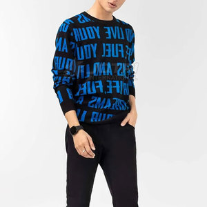 เสื้อสเวตเชิ้ตผู้ชายสีน้ำเงิน ผ้าเทอร์รี่ถักเนื้อผ้าฝ้าย 100% เป็นมิตรกับสิ่งแวดล้อม คอกลม ทรงปกติ สวมใส่สบาย สไตล์ฤดูหนาว - Product Image 3