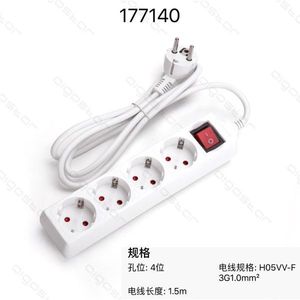 4 Hole Power <b>Strip</b> With Switch 1.5M Cable H05VV F 3G1.0mm <b>Plastic</b> Rectangle Standing Type - Product Image 1