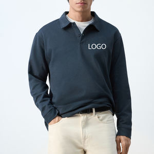 T-shirt à manches longues avec col rabattu, en matière douce et confortable, coupe décontractée, style décontracté, design abordable. - Product Image 1