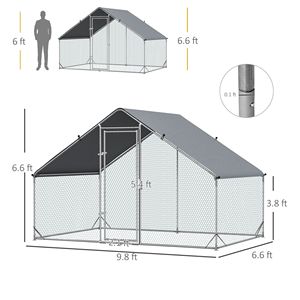 Grande Gabbia per Pollame da Esterno in Acciaio Zincato Argentato con Porta Bloccabile, Copertura per Pollaio Utilizzabile per Allevamenti di Polli - Product Image 3