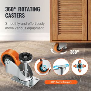 Juego de 4 Ruedas Giratorias de Alta Resistencia de 360 Grados, Capacidad de Carga de 720 Libras, 3 Pulgadas de Diámetro, Ruedas Niveladoras Ajustables para Muebles - Product Image 4