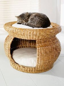 Handcrafted Eco Natural Fiber Pet House Vietnam Seagrass Water Hyacinth Indoor <b>Bed</b> for Cats Dogs - Product Image 5
