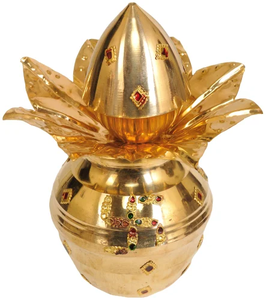 Kalash plaqué or avec décorations Nariyal Premium pour les rituels de mariage et les fêtes - Product Image 3
