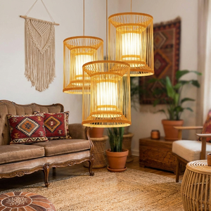 Lightweight Rattan Bamboo Lamp Shade Ceiling Hanging Lamp Covers For Home Hotel Office Restaurant And Indoor Decor <b>Lampshade</b> - Product Image 4