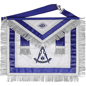 Past Master Blue Lodge Handmade Professional Apron with Customized Color & Size White and Silver Cross Stitch Embroidery - Product Image 1