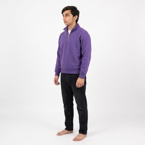 Sweat-shirt personnalisé pour homme à col zippé, en molleton de coton brossé, coupe oversize, poignets côtelés, style streetwear décontracté - Product Image 4